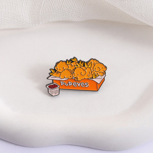 Pin de Solapa de Metal con Diseño de Animal de Dibujos Animados Kawaii, Broche de Esmalte Suave con Diseño de Comida de Dibujos Animados, Perrito, Palomitas de Maíz - Product Image 1