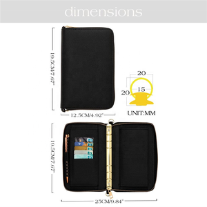 Hongbo bán chạy nhất 17-màu Saffiano PU da A6 Ngân Sách chất kết dính ví nhỏ Zippy bìa cứng Vòng chất kết dính văn phòng Quà Tặng tiền mặt - Product Image 4