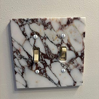 Plaque d'interrupteur à bascule 2 gangs en marbre Calacatta Viola pour décoration intérieure