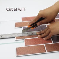 Revêtement mural auto-adhésif 3D stéréo en fausse brique rouge, moderne, pour la maison, imperméable, résistant au soleil, au feu et à l'huile, pour l'exportation