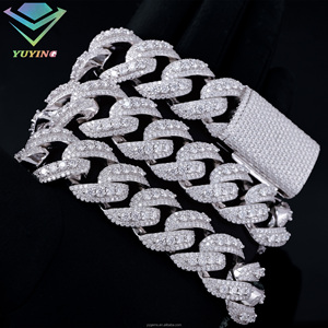 Hot sale raised cuban link chain Gold plated 925 sterling <b>silver</b> diamond Pass diamond tester VVS moissanite GRA certificate Gift - Product Image 3