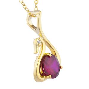 2 Ct <b>Ruby</b> <b>Necklace</b>, <b>Ruby</b> Pendant, Diamond <b>Necklace</b>, Swan <b>Necklace</b>, July Birthstone <b>Necklace</b>, Gift For Her - Product Image 2