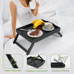 Foldable Waterproof Eco-Friendly Modern Bed Tray with Handles Bamboo Bed <b>Table</b> for <b>Laptop</b> Breakfast & Serving in Bed Sofa - Product Image 5