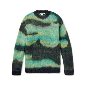 Custom LOGO <b>Men</b> <b>Mohair</b> Fuzzy Jacquard Pattern Crew Neck Pullover Knit <b>Jumper</b> Winter Knitwear Knitted Sweater - Product Image 6
