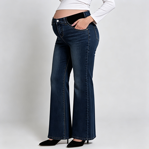 Jeans de Maternidad con Cintura Media y Corte Acampanado para Mujer, Elásticos, de Mezclilla, Estilo Casual para Uso Diario - Product Image 1
