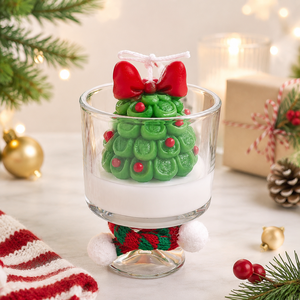 Wholesale Handmade Christmas Tree Shaped Glass <b>Cup</b> Scented Candles Holiday Gift Home Decor Soy Wax Novelty Aroma Candle in Jar - Product Image 1