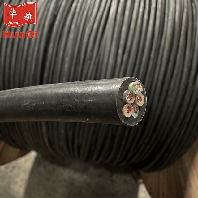 Huaqi Deep Well Submersible Pump Cable 5x2.5mm Flexible Rubber Cord 450/750V EPDM Insulation Copper Construction Use for Long
