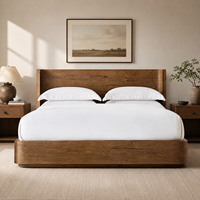 Lit plateforme en bois de noyer noir, cadre à dossier haut profilé, grain naturel vieilli, style rustique moderne, tailles Queen et King, cadres de lit double