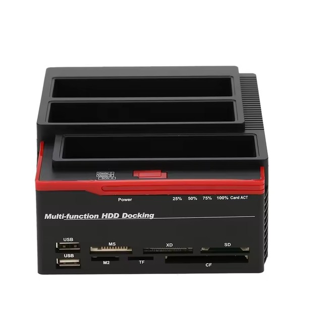 2.5"/3.5" USB 3.0 to 2 SATA Ports 1 IDE Port External HDD Hard Drive Disk Docking Station Card Reader USB3.0 Hub with OTB/OTC