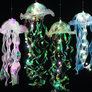 Lampada a Forma di Medusa LED Decorazione Luminosa Sospesa per Feste a Tema Marino Lanterna Fai-da-Te Ornamenti Lampada Notturna per Camera Festa di Compleanno - Product Image 6