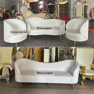 राजा और रानी ऊंची पीठ सस्ती सफेद सोने के सिंहासन पर दूल्हे और दुल्हन के लिए शाही विलासिता की शादी की कुर्सी की है। - Product Image 5