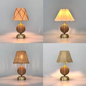 Wiederaufladbare Rattan-Tischlampe Maßgefertigte Lampe De Table Rattan Geflochtener Lampenschirm Klassisches Design für Hochzeit Restaurant Tischbeleuchtung - Product Image 3