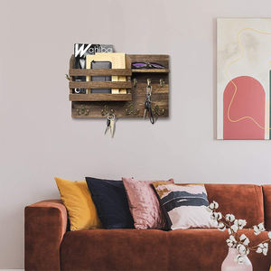Porte-clés pour mur clé cintre organisateur de courrier mur bois porte-clés trieur de courrier rustique montage mural étagère décorative pour lettres - Product Image 2