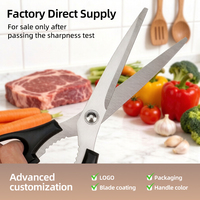 Ciseaux de cuisine multifonctionnels en acier inoxydable de 5 pouces pour barbecue industriel, ultra-affûtés, écologiques en PP, pour la maison et l'extérieur