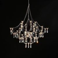 Lustre moderne effet ciel étoilé, grand modèle en cristal ajouré à LED pour maison, bureau, plafond haut, salon, loft, appartement, duplex