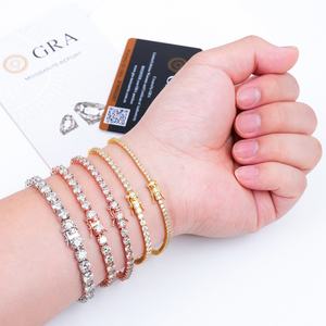 Bracelet tennis en moissanite de 2 mm de diamètre, taille brillant rond, design à quatre griffes, plaqué or blanc jaune rose, argent 925 de haute qualité - Product Image 2