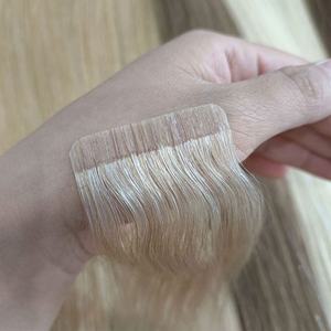 Extensions de cheveux brésiliens Remy à double trame et cuticules alignées, 100g, avec bande adhésive invisible, non traités, couleur personnalisable - Product Image 2