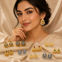 Boucles d'oreilles Jhumka Jhumki indiennes vintage plaquées or, style Bollywood, ethniques, pendantes, type lustre, bijoux traditionnels tribaux avec perles et pompons
