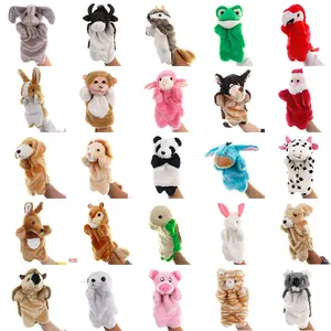 25cm Animal Plush Hand Puppets Soft Toy Wolf Cow Shark Wolf Bunny Plush Puppet Kids Toy