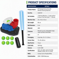 Kinder-Baseball-Pitching-Maschinen-Set mit Fernbedienung, elektrischer Leucht-Schläger und leuchtenden Bällen – Outdoor-Schlagspiel-Geschenk