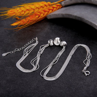 Vente en gros de collier à trois perles rondes en argent sterling 925 avec breloques en forme de serpent pour femmes