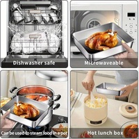 Grands contenants alimentaires en acier inoxydable, boîte de conservation des aliments, couvercle en plastique anti-fuite, récipient hermétique pour la conservation de la viande, pour le réfrigérateur, la cuisine