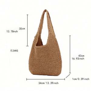 Bolso de Playa Tejido a Crochet Hecho a Mano, de Gran Capacidad, con Panel Solar USB, para Vacaciones en la Playa, Venta al Por Mayor - Product Image 6