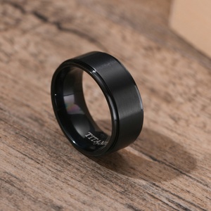Wholesale Custom 8mm Men <b>Rings</b> Bruehd Blank <b>Titanium</b> Steel Silver Finger <b>Ring</b> - Product Image 1