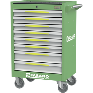 Gabinete de herramientas rodante Fasano Tools de 8 cajones, verde, con ruedas para reparación de automóviles - Product Image 1