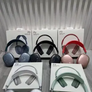 Earphone Headset nirkabel, headphone nirkabel harga rendah, earphone subwoofer tipe-c P9 PRO Max, headphone nirkabel P9
