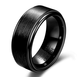 Anillo de Carburo de Tungsteno de 8mm, Dorado, para Hombre, Anillo de Boda con Acabado Cepillado, Joyería para Uso Diario - Product Image 3
