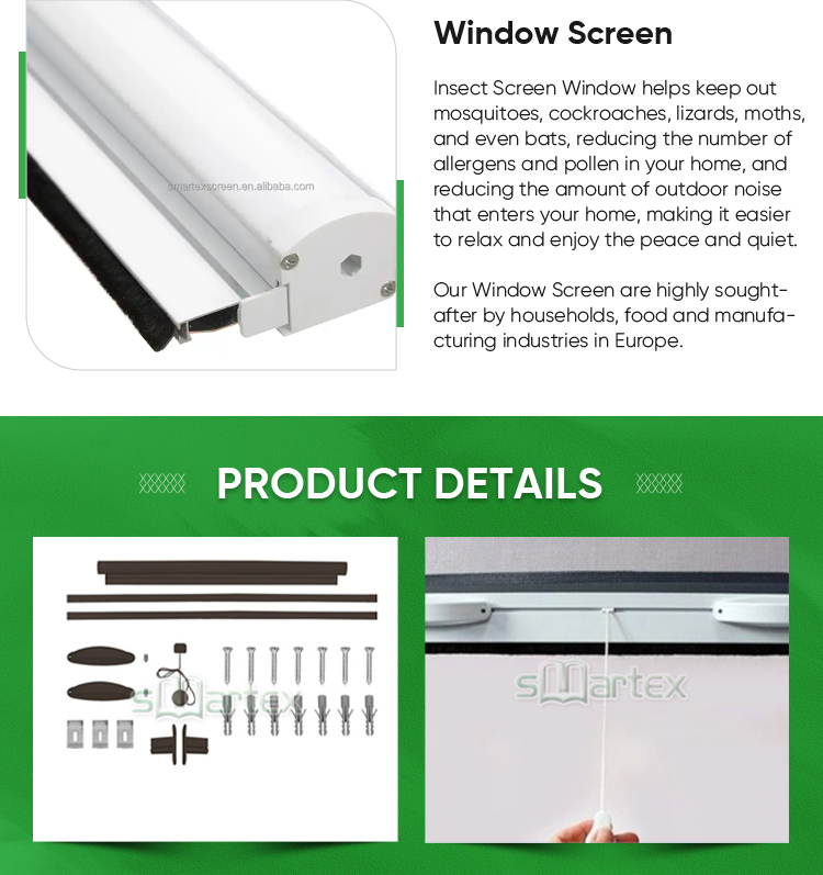 Roll Down Mosquito Net Sliding Window Roller Aluminum Shutter Fly Mesh Retractable Pull up Fiberglass Insect Screen Window · image 5