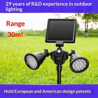 Projecteurs solaires LED les plus vendus pour l'extérieur, jardin, paysage, double tête, à fixation au sol, avec détecteur de mouvement, indice de protection IP65