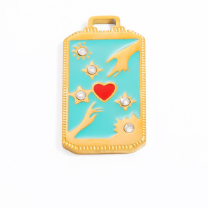 Colgante de cartas de tarot con diseño de estrella, luna y corazón, aleación de zinc, regalo unisex, joyería PJ91532 - Product Image 3