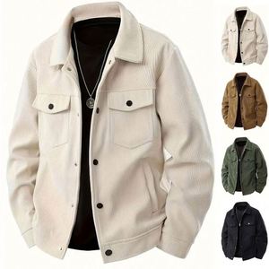 Men's Lapelled <b>Jacket</b> Solid Men's <b>Corduroy</b> Blouson Versatile Casual Work Coat with Stylish Young Cool - Product Image 1