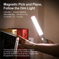 Lampe murale magnétique rechargeable à détecteur de mouvement, 3 températures de couleur, allumage/extinction automatique, applique LED IP20 intérieure, batterie 1200 mAh, autonomie 8h