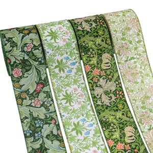Spring Ribbon Wired 2.5 Inch Green Vine Floral Single Face Edge Ribbon Spring Summer <b>Bow</b> Gift <b>Bow</b> Crafts Party Supplies 4 Styles - Product Image 1
