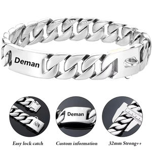 <span class=keywords><strong>Collar</strong></span> de perro con cadena para mascotas personalizado con superhebilla, <span class=keywords><strong>Collar</strong></span> de perro de acero inoxidable personalizado para perros medianos y grandes, Bulldog francés Pitbully - Product Image 5