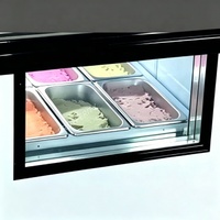 Congélateur compact commercial à refroidissement direct, 2 portes, vitrine à gelato avec fenêtre latérale visible, petit congélateur à crème glacée pour pâtisserie, mini-marché