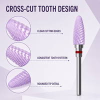 Nouvelle fraise à ongles en céramique OEM personnalisée, conique arrondie, coupe croisée, 6,00 mm (3/32 pouces), pour élimination de gel acrylique en salon de manucure
