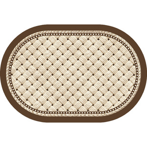 Tapis de salle de bain ovale à motif treillis imitation lin, antidérapant, absorbant, pour usage domestique, lavable en machine - Product Image 2