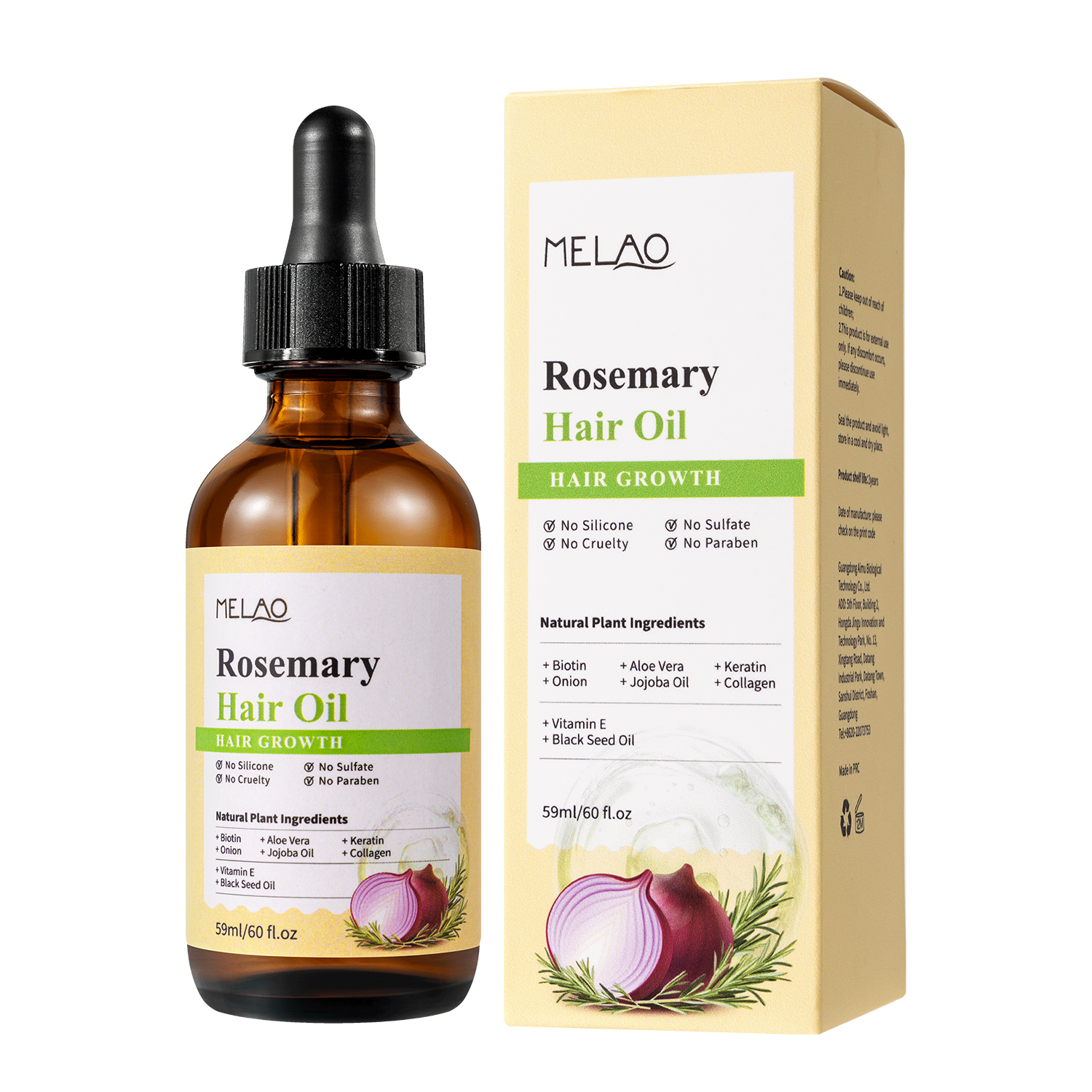 Huile de croissance capillaire Romarin + Oignon + Biotine