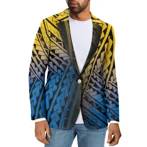 Hot Spring Sale Men's Business Coarse Knit Men's Casual Suit Jacket Polynesian Samoan Tribal Design Suit Jacket