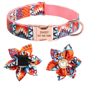 Accessoires de fleurs bijoux colliers en métal or Rose adresse jointe gravé sublimation animal de compagnie Logo personnalisé collier de luxe pour chien