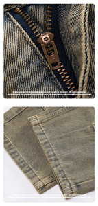 Vaqueros casuales elásticos lavados mono gris oscuro estilo americano europeo personalizados para hombre - Product Image 4