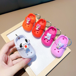 Hot Sale 3D PVC Mini Cartoon Shoes Keychain Colorful Beach Hole Keychains Creative Gift Idea