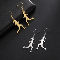 Pendientes Deportivos de Acero Inoxidable para Mujer, Diseño de Corredora, Regalo de Cumpleaños, Venta al Por Mayor