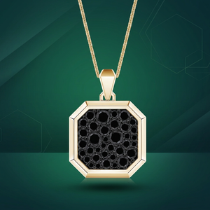 Pendentif de luxe pour homme en diamant noir naturel rond, or 10K 14K 18K, argent 925 935 plaqué rhodium, cadeau de mariage ou d'anniversaire, bijoux - Product Image 1