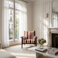 Fauteuil d'appoint moderne et minimaliste en tissu, chaise de loisirs compressée garnie d'éponge haute densité, pour chambre et appartement