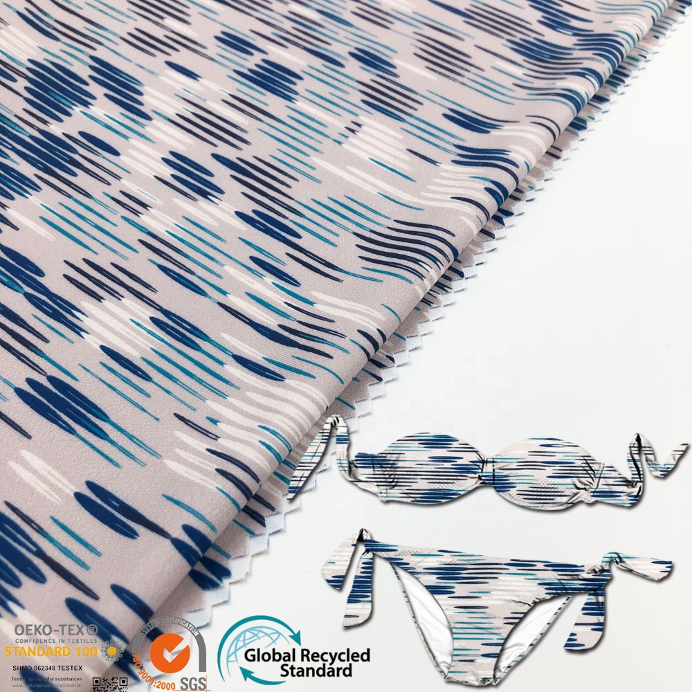 4 way stretch knit fabric shiny nylon spandex fabric for bikini swimwear